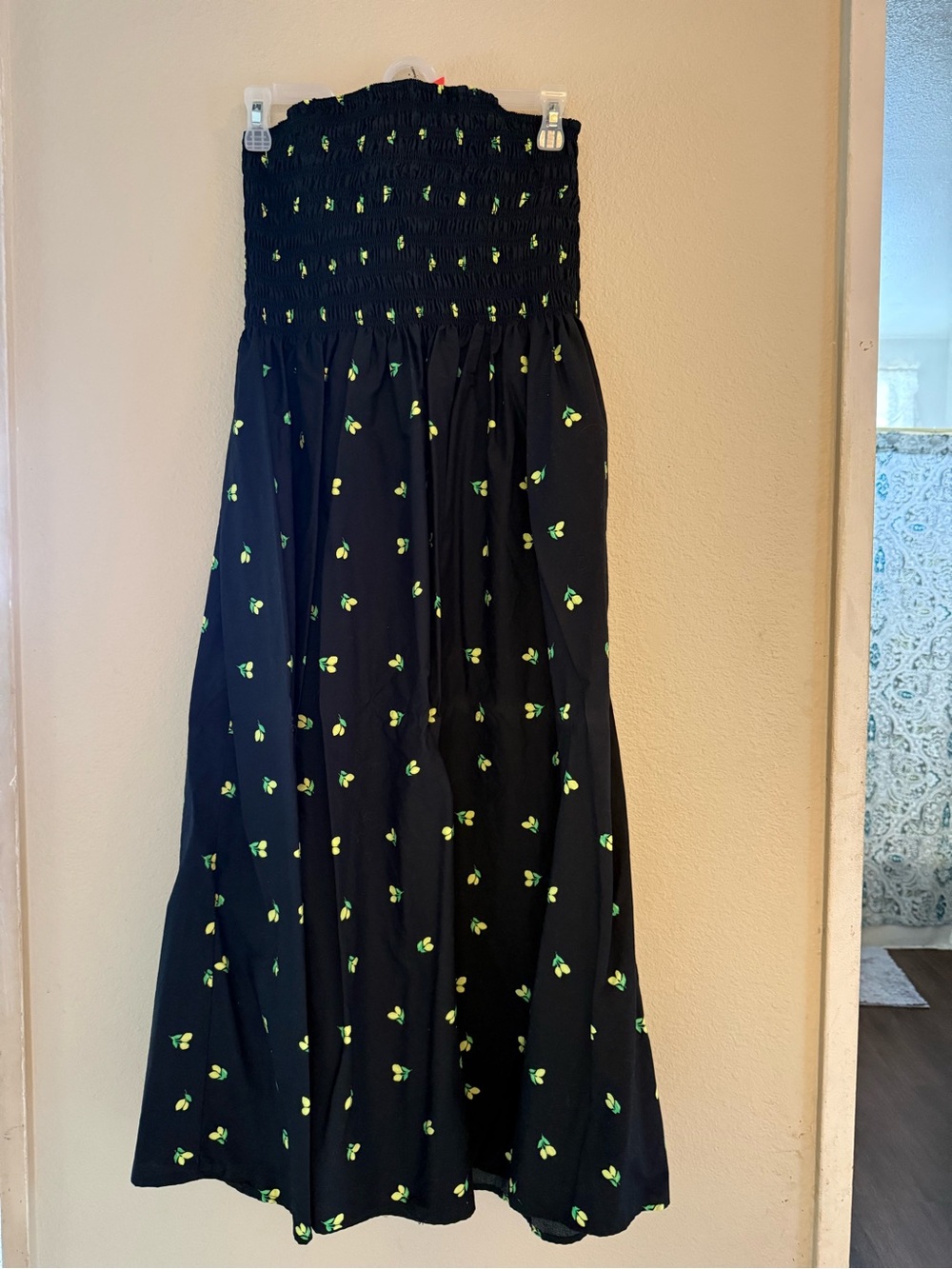Black Strapless lemon euro summer dress cotton